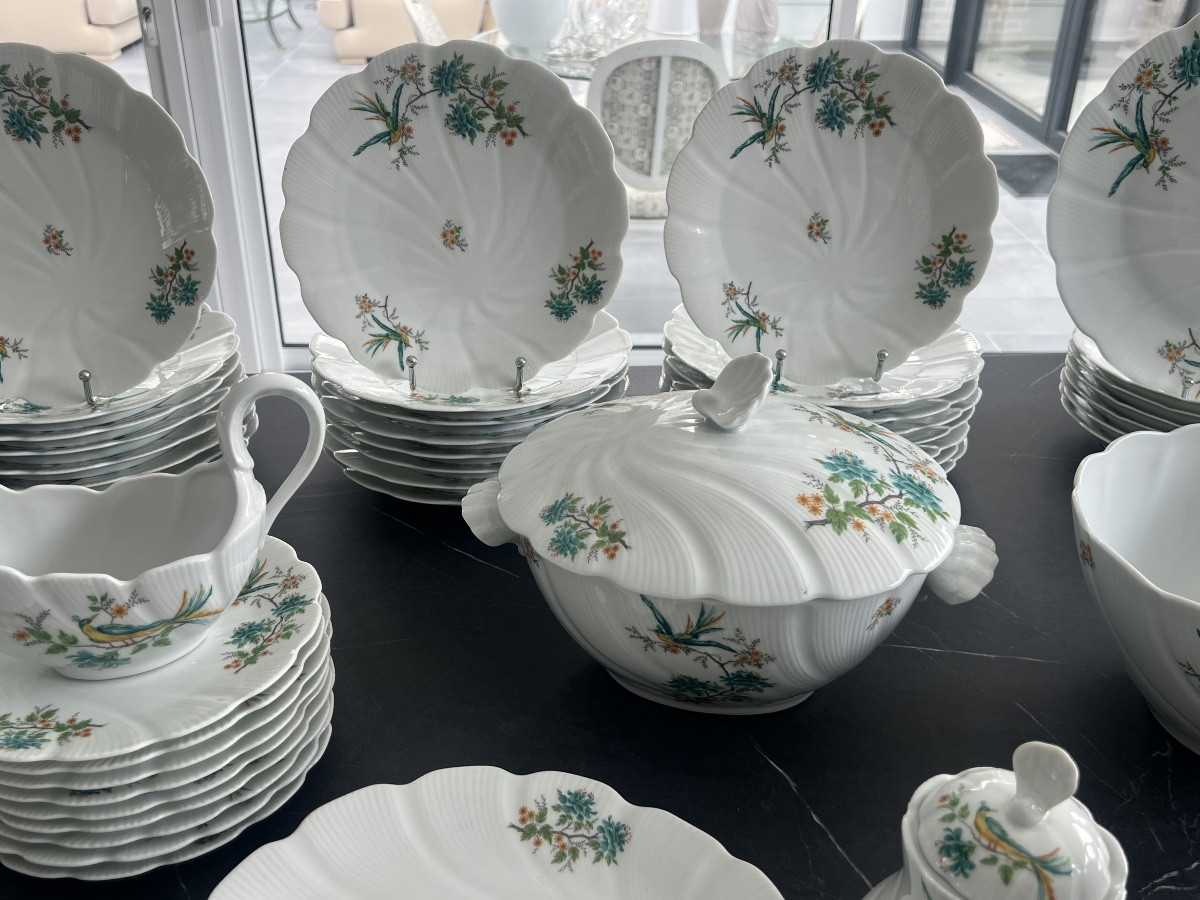Service de Table en Porcelaine de Limoges Décor aux  Oiseaux de Paradis -photo-7