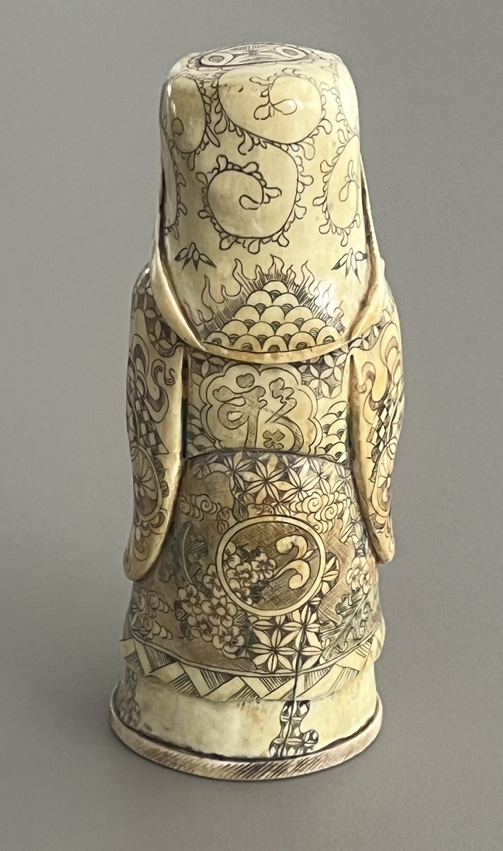 Okimono en Ivoire Sculpté Représentant un Sage  Chinois-photo-4