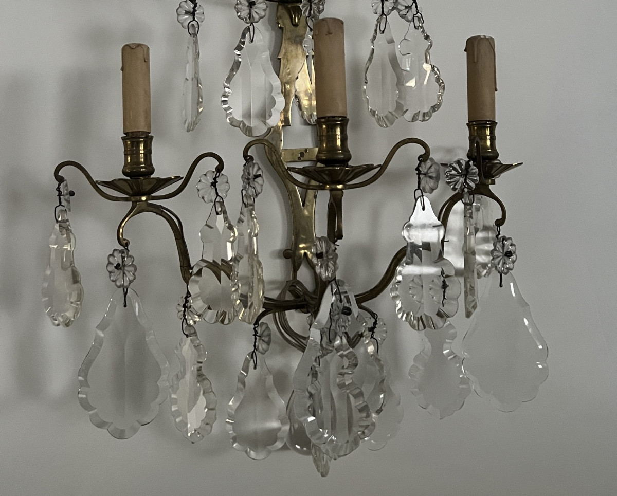 Large Bronze & Crystal Wall Lights H 64 Cm-photo-4