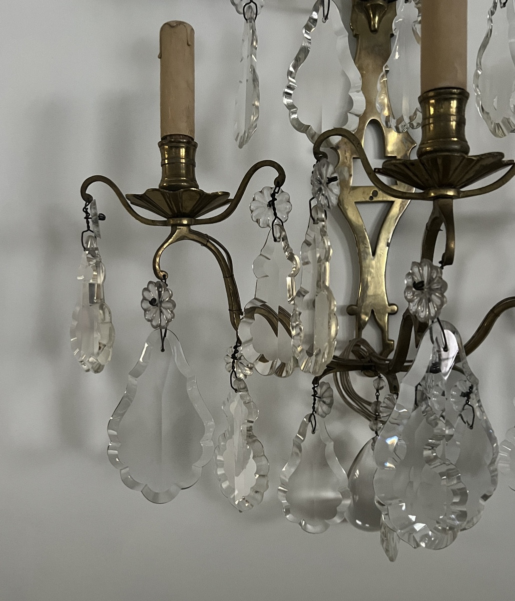 Large Bronze & Crystal Wall Lights H 64 Cm-photo-1