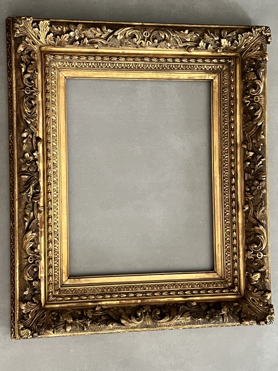 19th Century Carved Frame In Wood And Gilded Stucco-photo-2