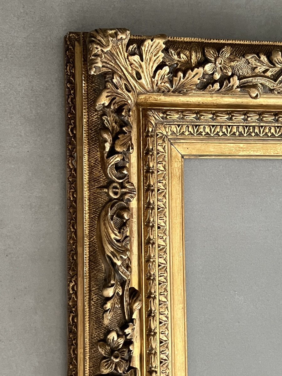 19th Century Carved Frame In Wood And Gilded Stucco-photo-4