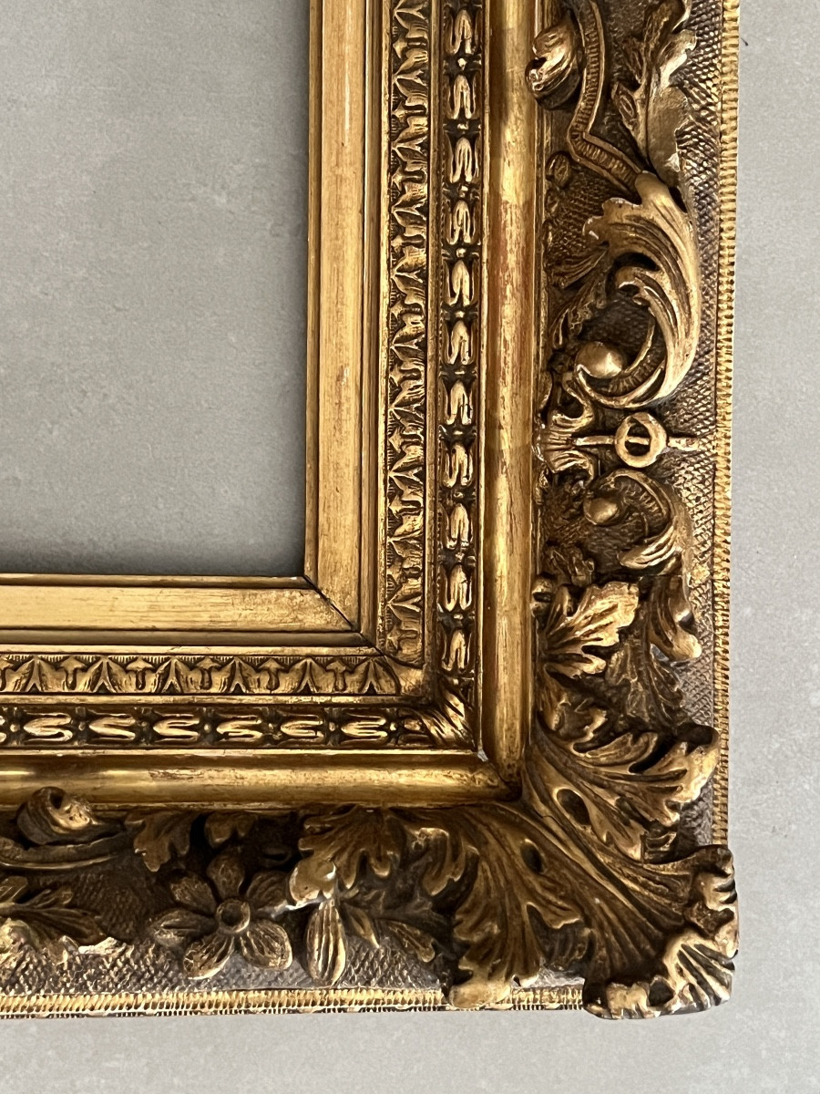 19th Century Carved Frame In Wood And Gilded Stucco-photo-2