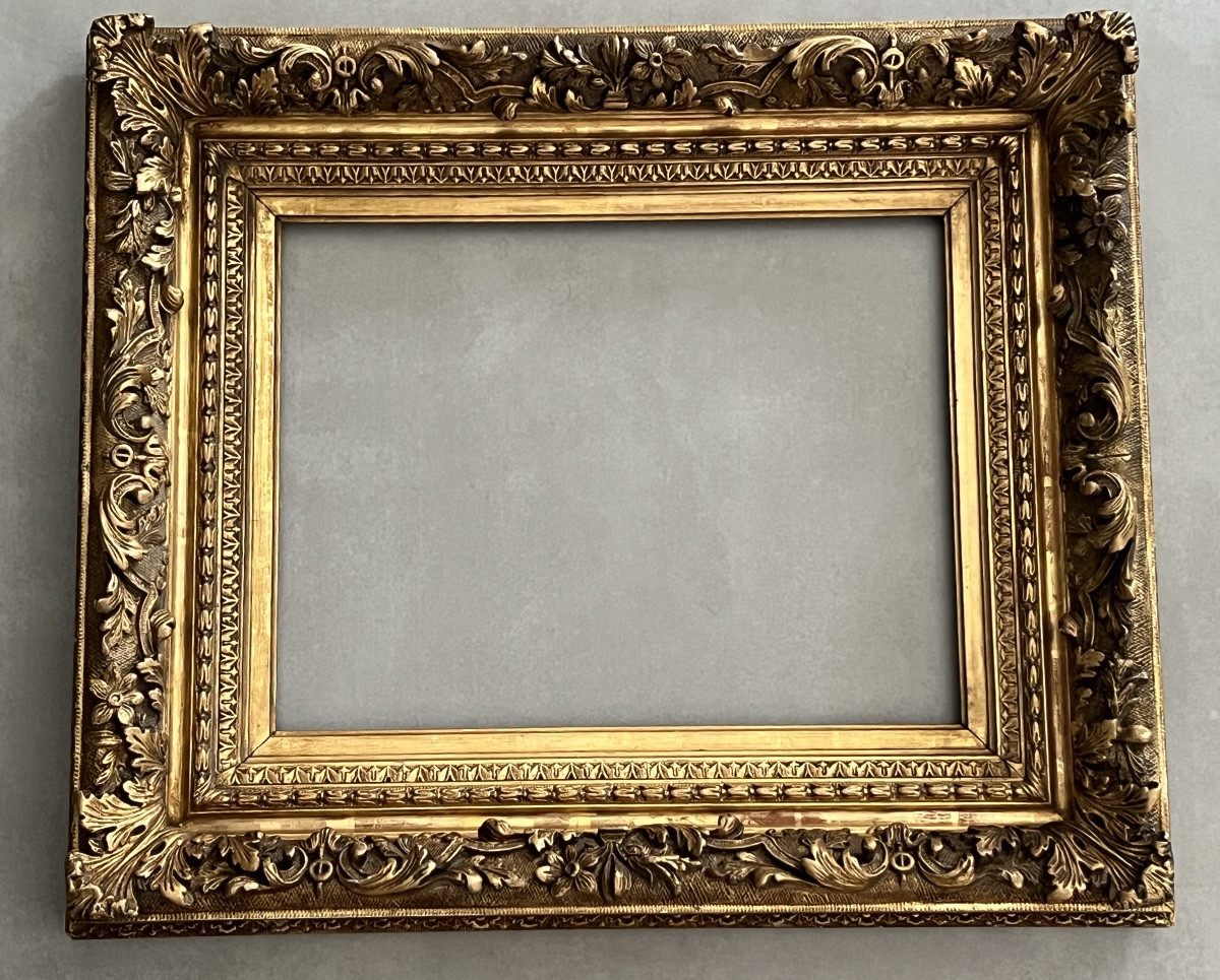 19th Century Carved Frame In Wood And Gilded Stucco-photo-4