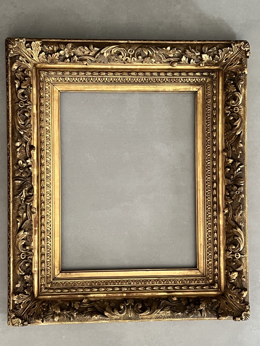 19th Century Carved Frame In Wood And Gilded Stucco-photo-5