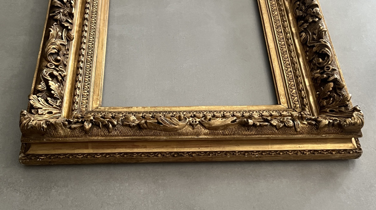 19th Century Carved Frame In Wood And Gilded Stucco-photo-6