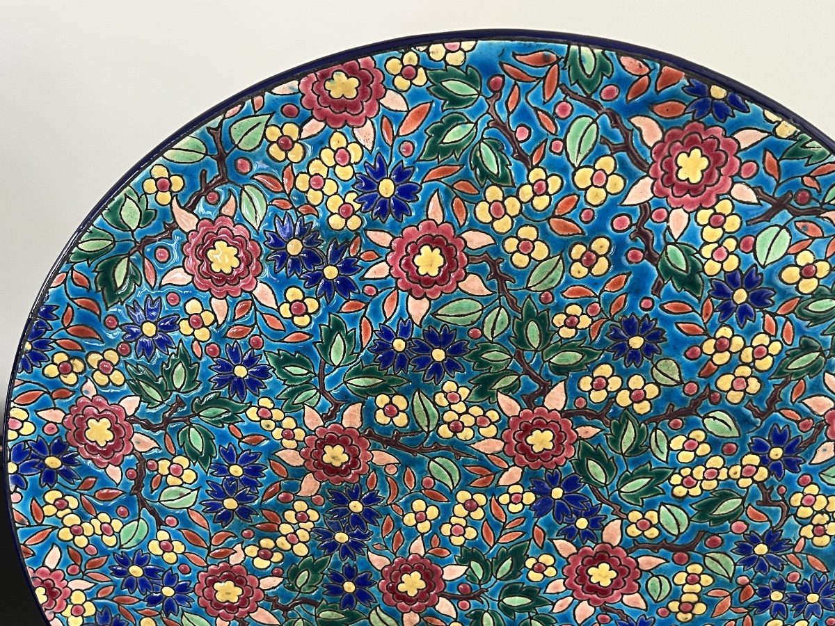 Grand Plat en Emaux De Longwy D 36,2 cm -photo-3