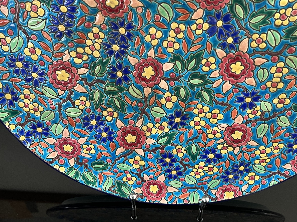 Grand Plat en Emaux De Longwy D 36,2 cm -photo-4