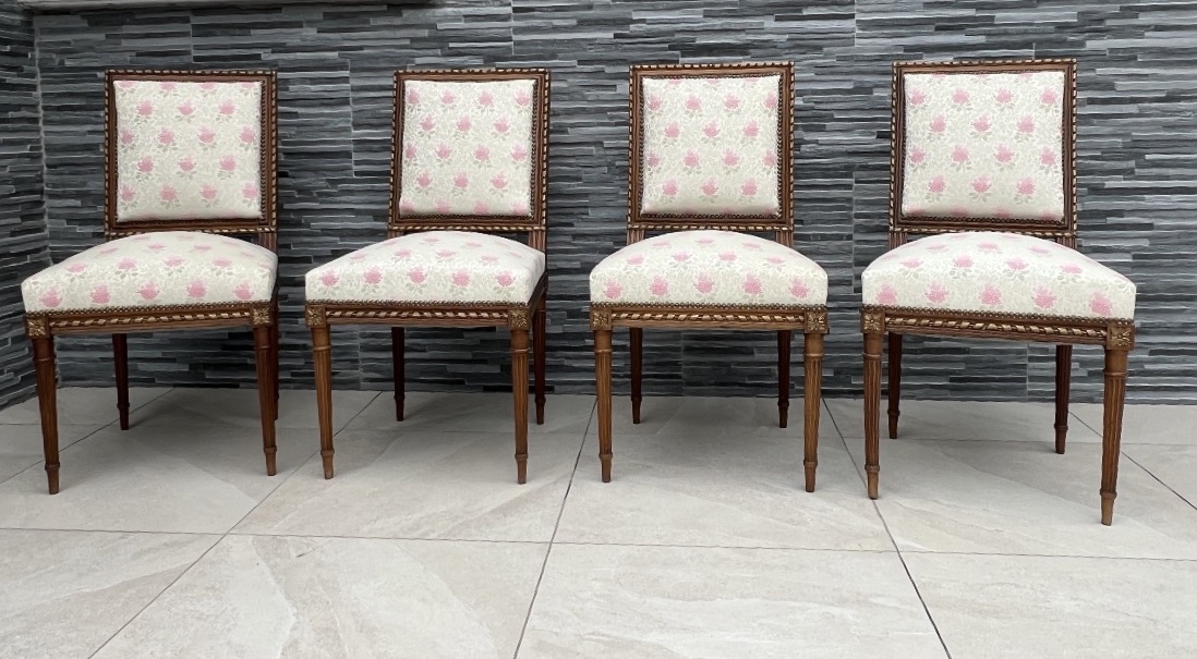Suite Of 4 Napoleon III Louis XVI Walnut Chairs-photo-2
