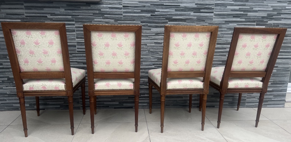 Suite Of 4 Napoleon III Louis XVI Walnut Chairs-photo-2
