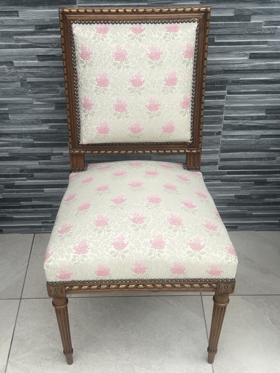Suite Of 4 Napoleon III Louis XVI Walnut Chairs-photo-3