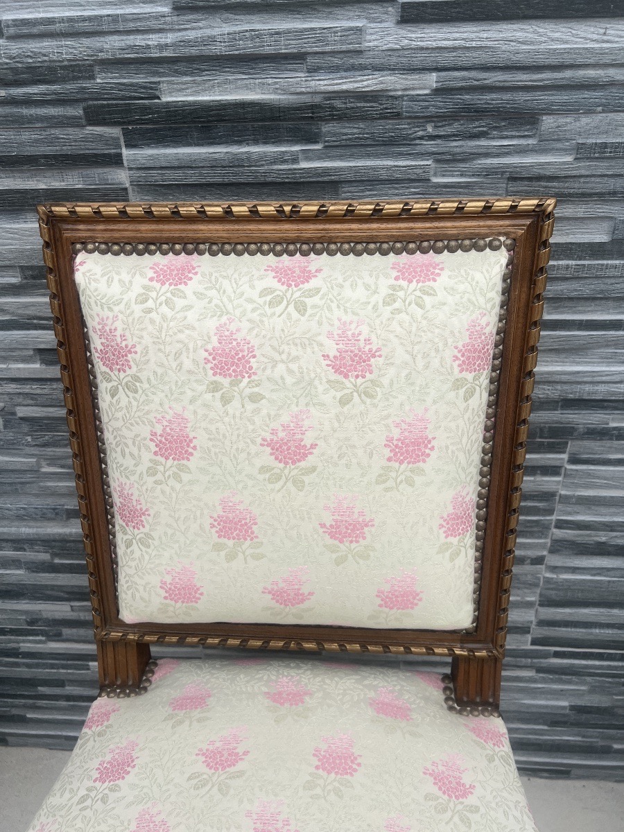 Suite Of 4 Napoleon III Louis XVI Walnut Chairs-photo-5
