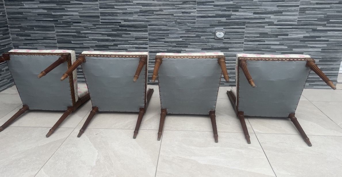 Suite Of 4 Napoleon III Louis XVI Walnut Chairs-photo-6