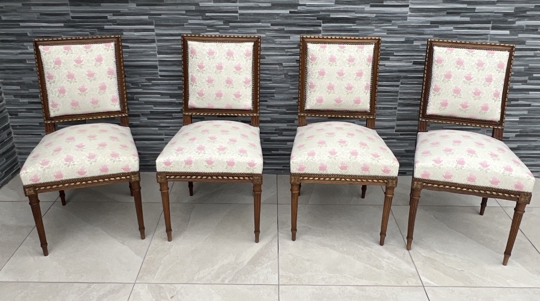 Suite Of 4 Napoleon III Louis XVI Walnut Chairs