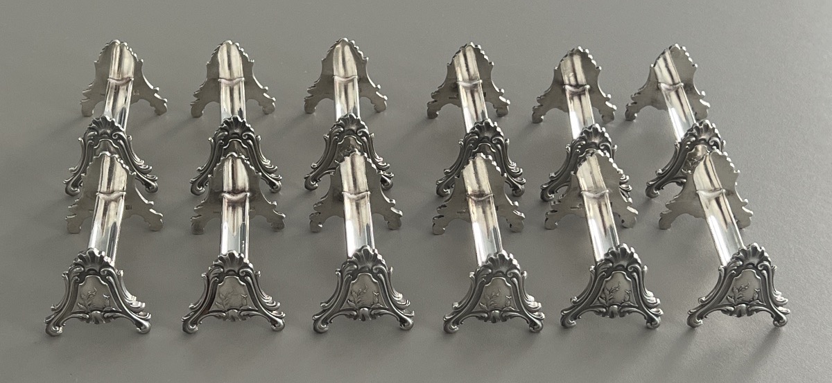12 Porte Couteaux Ravinet Denfert Style Louis XV en Métal Argent -photo-2