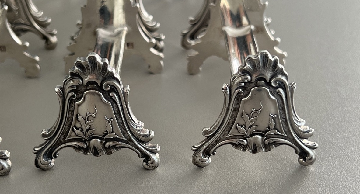 12 Porte Couteaux Ravinet Denfert Style Louis XV en Métal Argent -photo-3