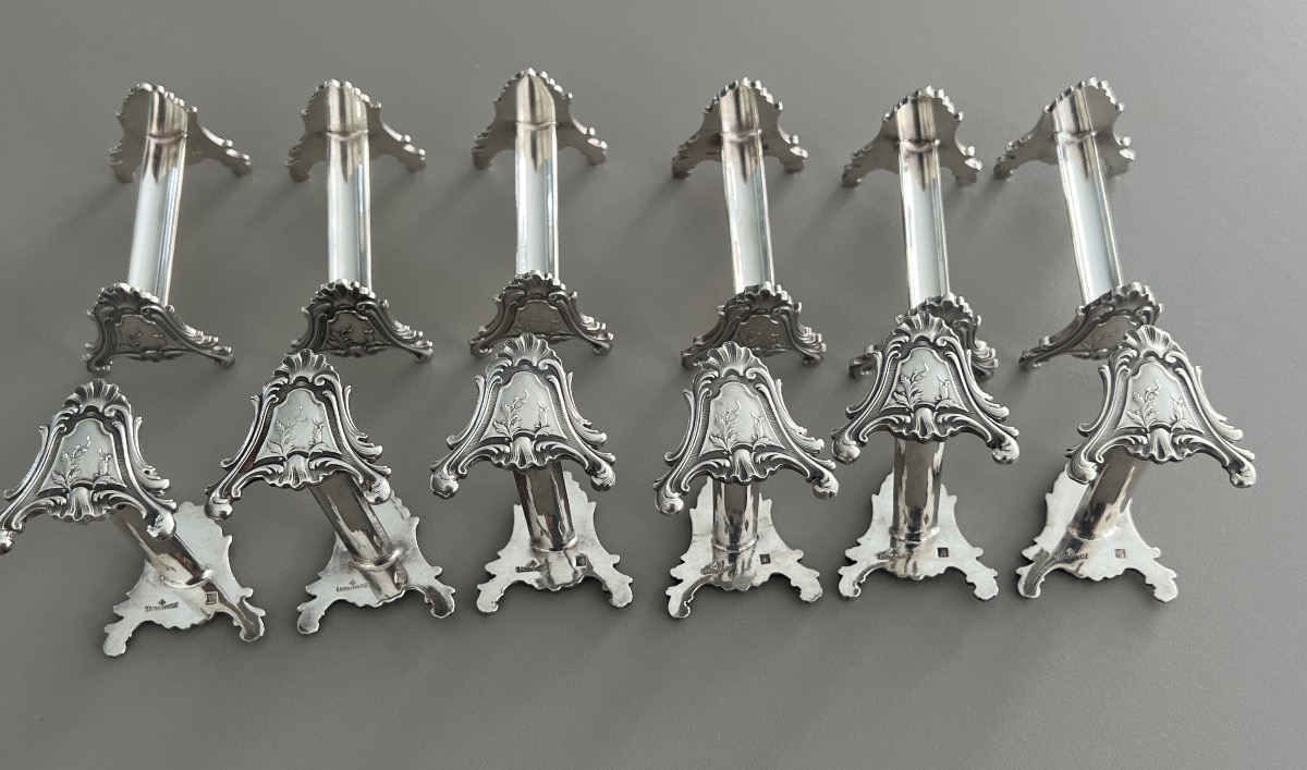 12 Porte Couteaux Ravinet Denfert Style Louis XV en Métal Argent -photo-5
