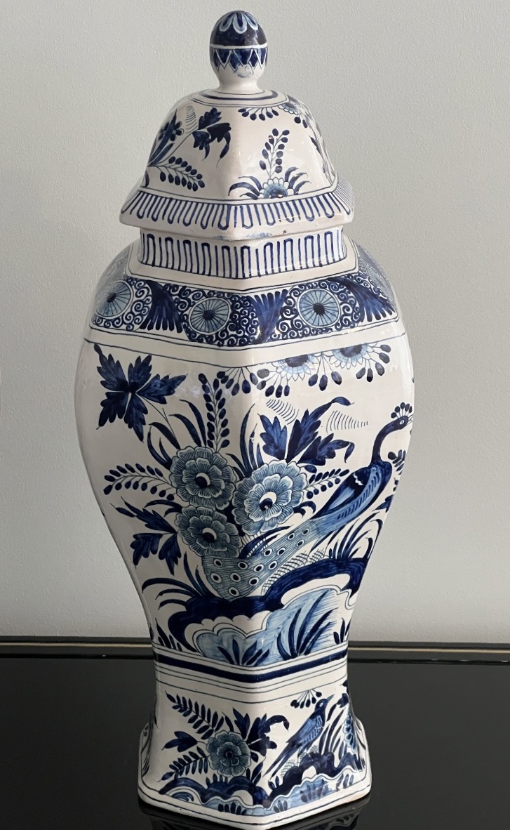 Pair Of Delft Earthenware Vases With Blue Monochrome Decor-photo-6