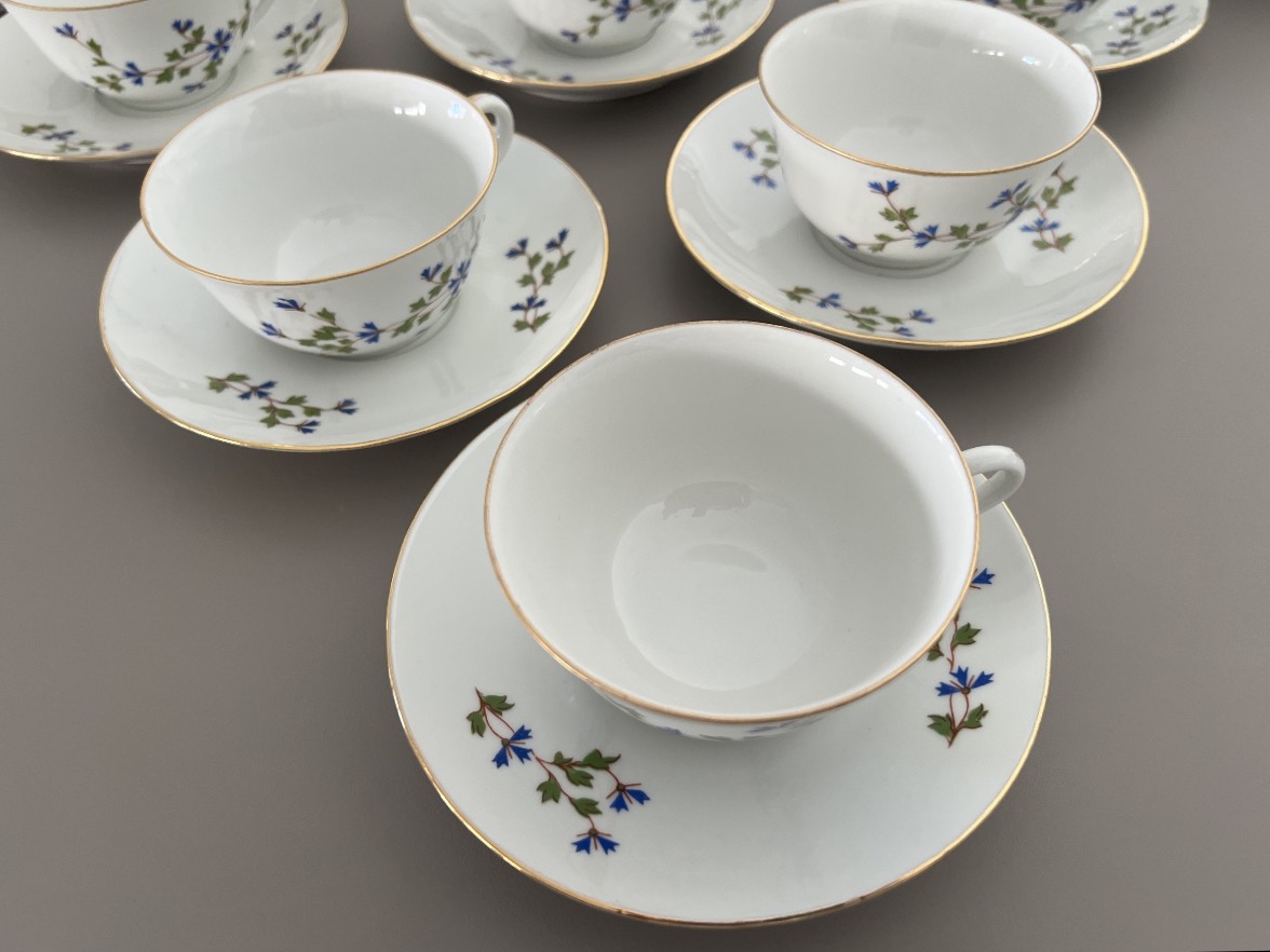 12 Lourioux Porcelain Coffee/tea Cups With Barbeaux Design -photo-1