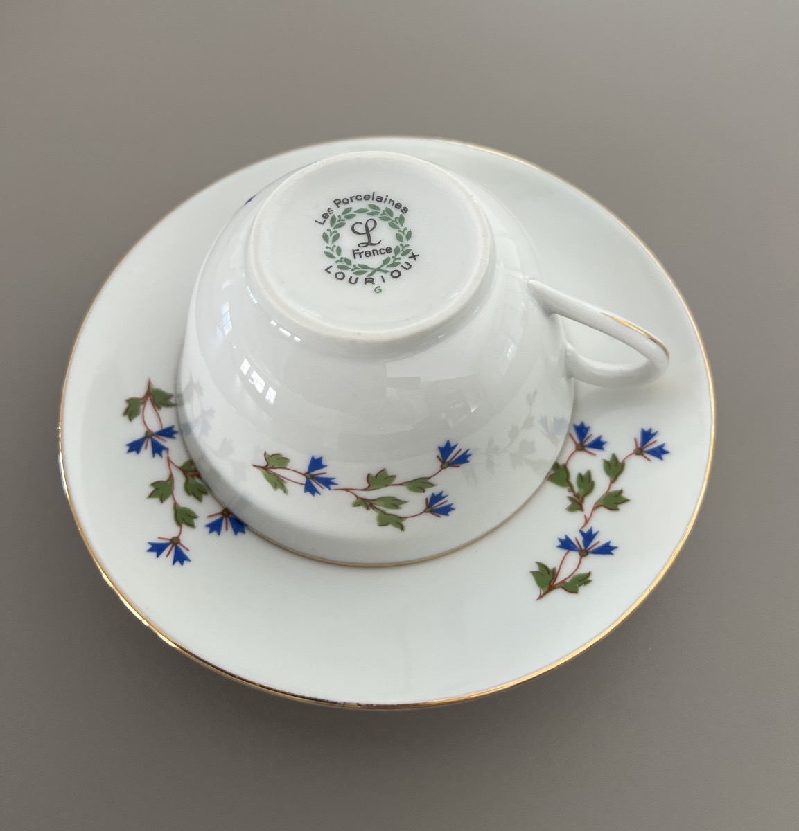 12 Lourioux Porcelain Coffee/tea Cups With Barbeaux Design -photo-6
