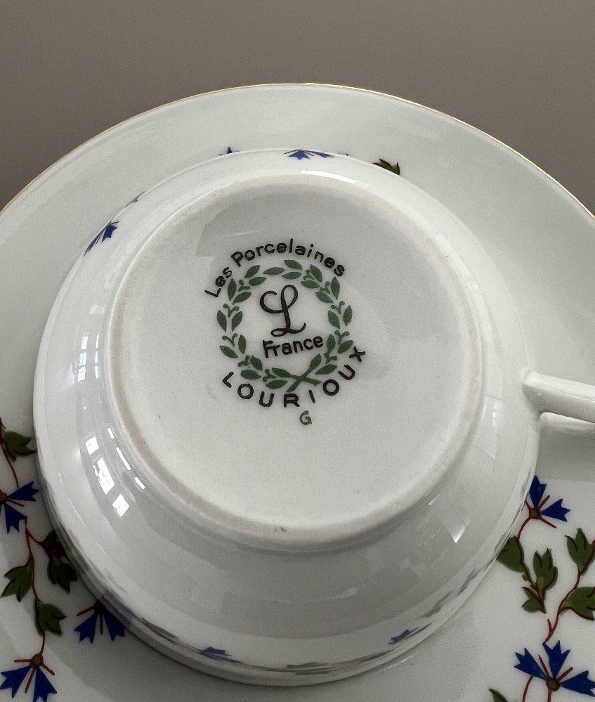 12 Lourioux Porcelain Coffee/tea Cups With Barbeaux Design -photo-7