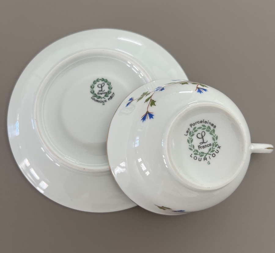 12 Lourioux Porcelain Coffee/tea Cups With Barbeaux Design -photo-8