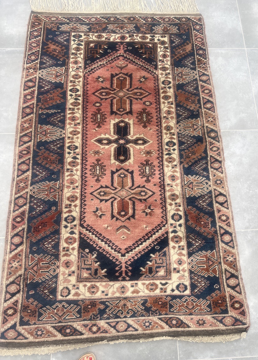 Antique Turkish Wool Rug With Geometric Design -photo-2