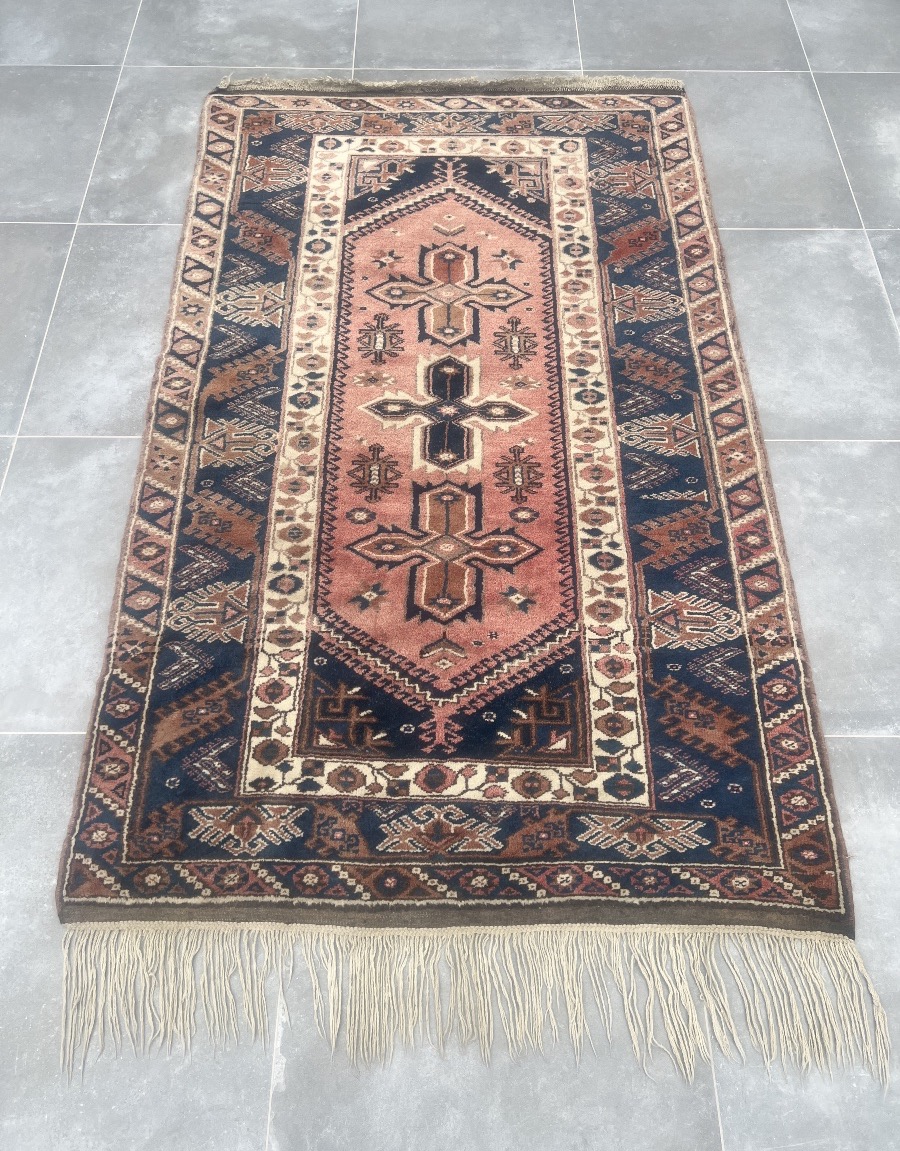 Antique Turkish Wool Rug With Geometric Design -photo-3