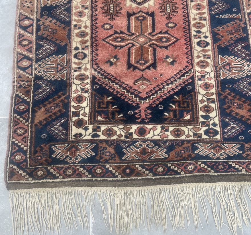 Antique Turkish Wool Rug With Geometric Design -photo-4
