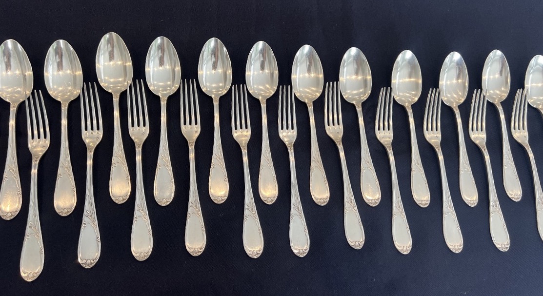 Solid Silver Cutlery Set  "minerve 1er Titre"  Silversmith Georges Murat -photo-2