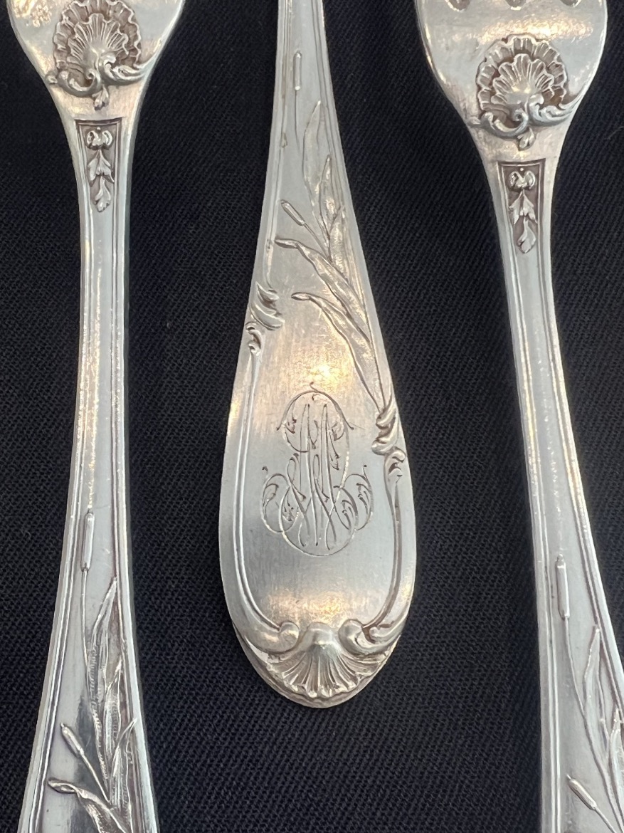 Solid Silver Cutlery Set  "minerve 1er Titre"  Silversmith Georges Murat -photo-4