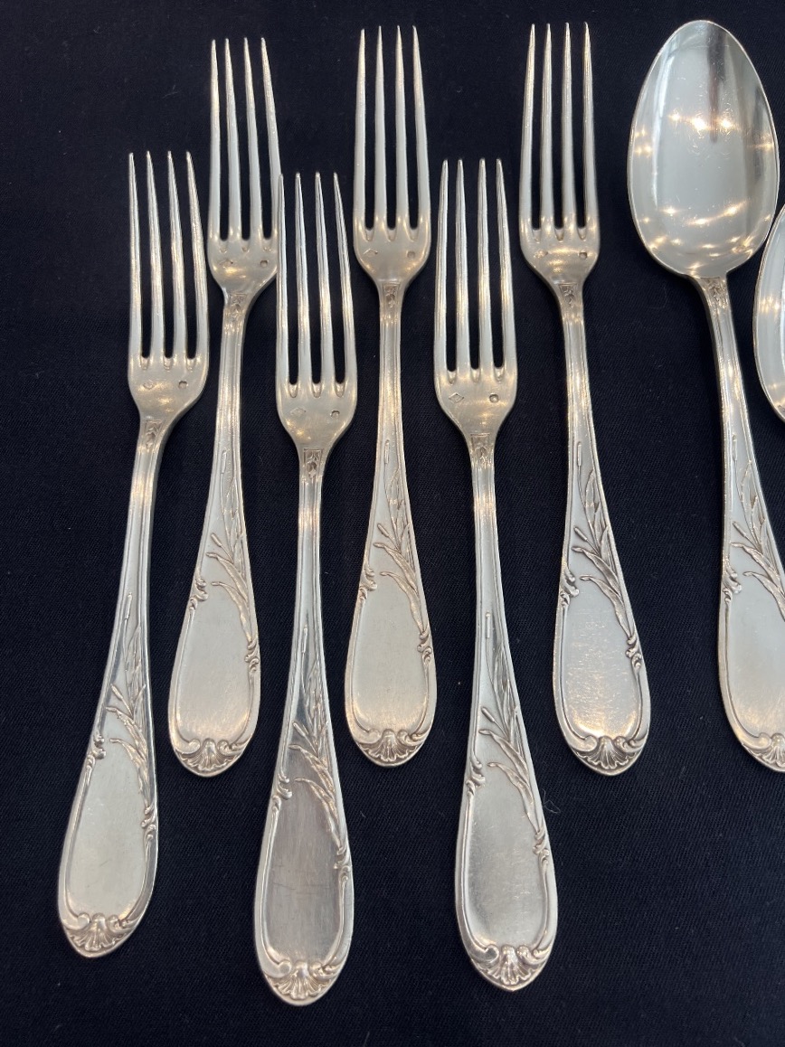 Solid Silver Cutlery Set  "minerve 1er Titre"  Silversmith Georges Murat -photo-2