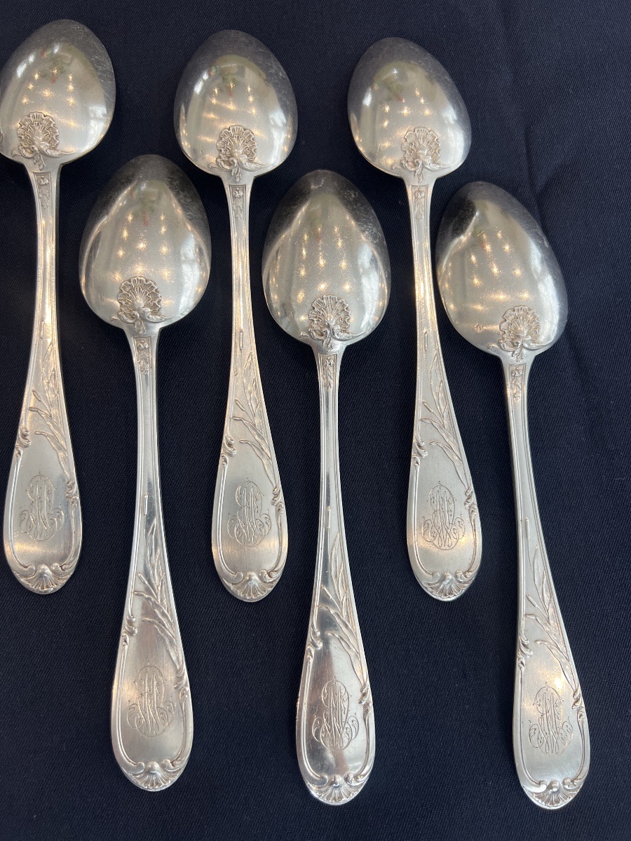 Solid Silver Cutlery Set  "minerve 1er Titre"  Silversmith Georges Murat -photo-4