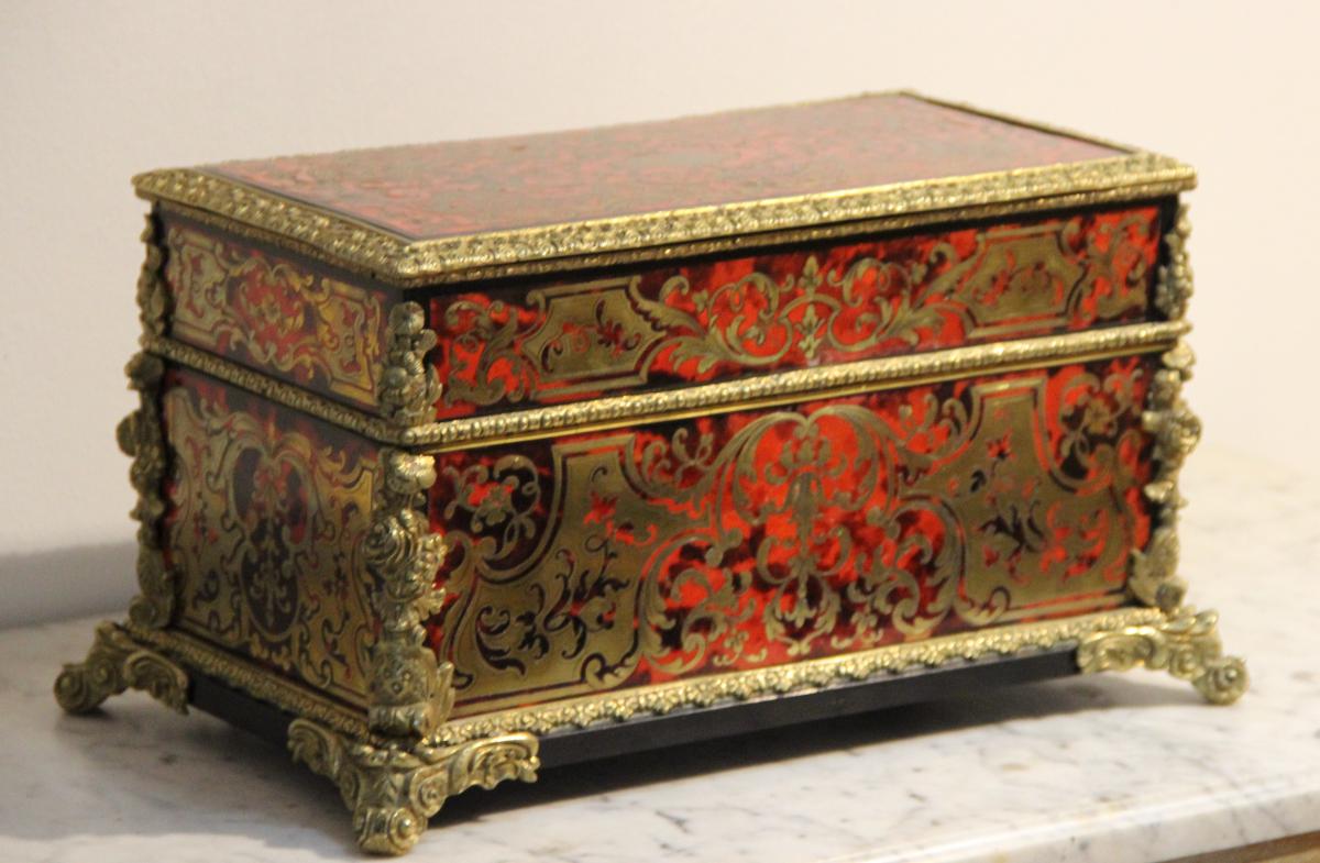 Coffret / Boite à Thé En Marquèterie Boulle D époque Napoléon III 
