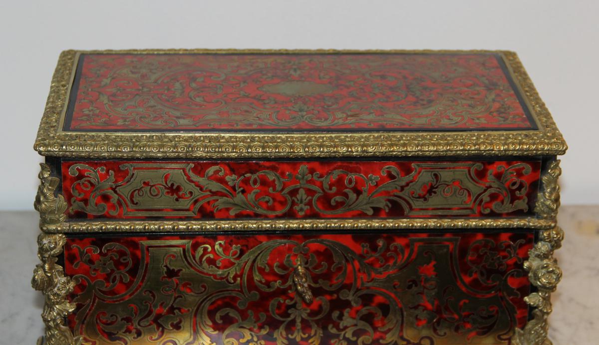 Coffret / Boite à Thé En Marquèterie Boulle D époque Napoléon III -photo-5