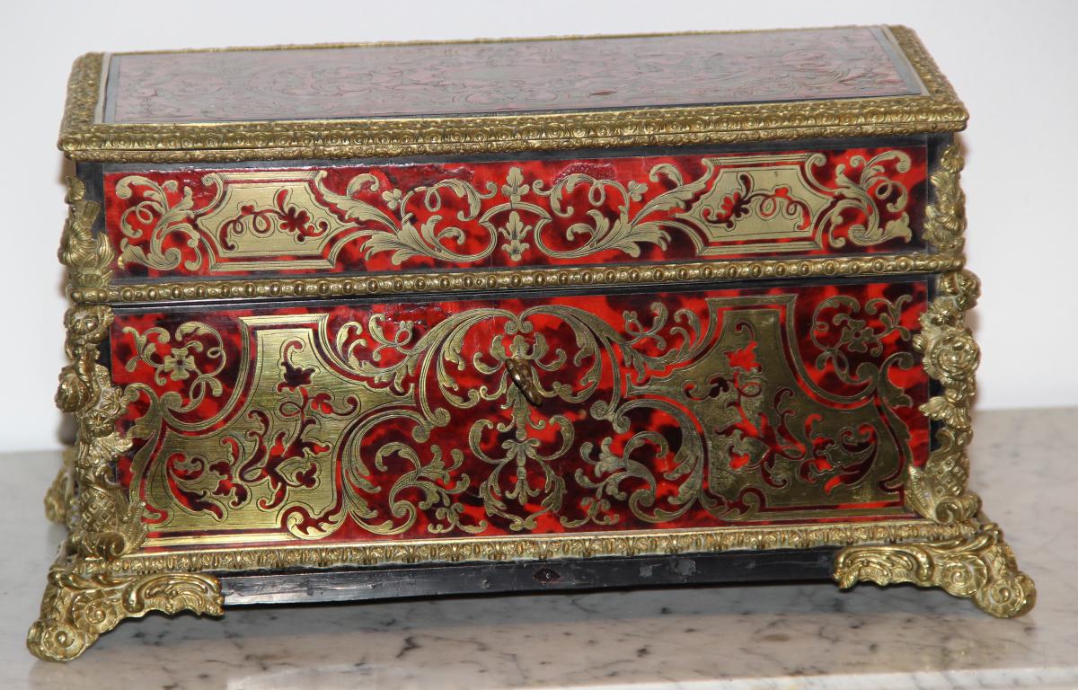 Coffret / Boite à Thé En Marquèterie Boulle D époque Napoléon III -photo-6