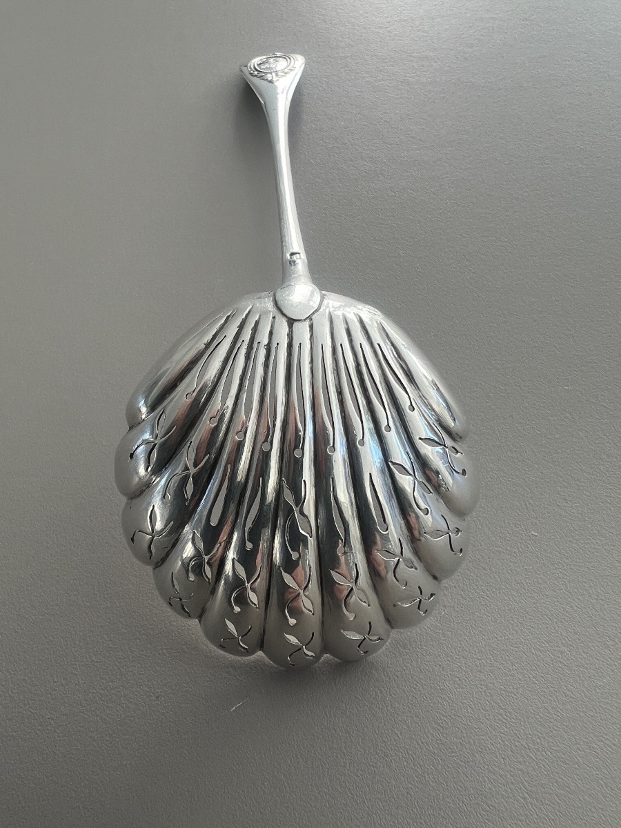 Sugar Spoon / Sugar Shaker, Louis XVI Style, Solid Silver, Minerve -photo-5