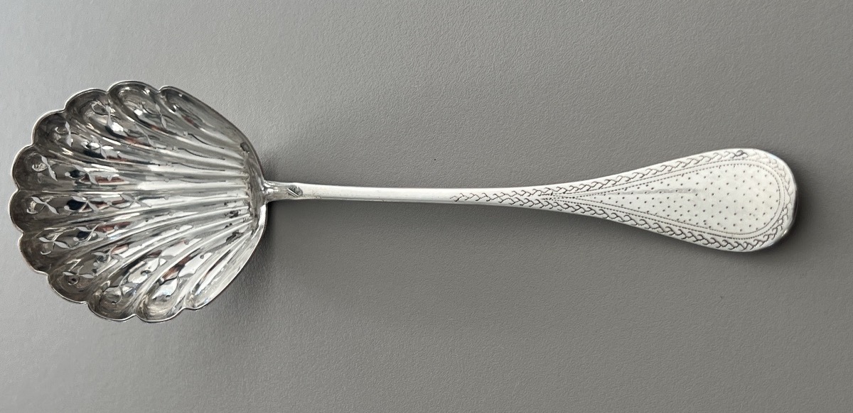 Sugar Spoon / Sugar Shaker, Louis XVI Style, Solid Silver, Minerve 