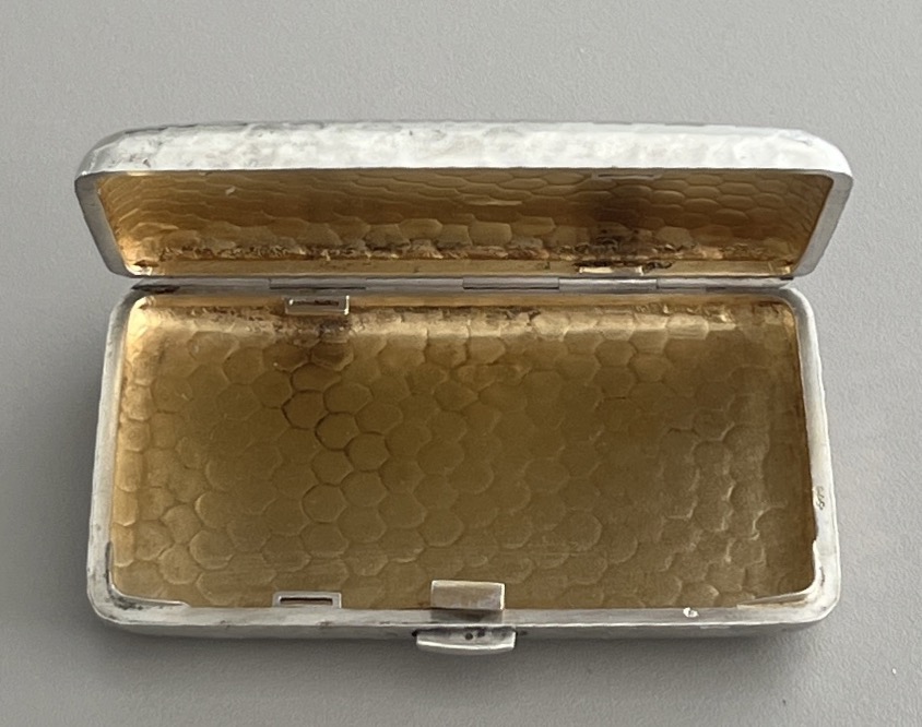  Art Deco Hammered Solid Silver Cigarette Case-photo-3