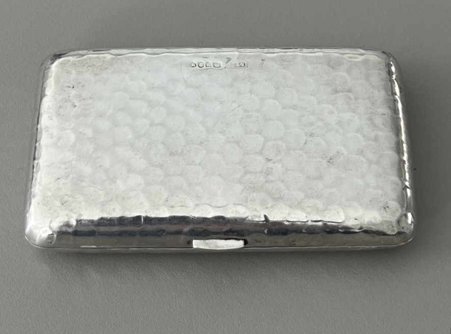  Art Deco Hammered Solid Silver Cigarette Case-photo-4