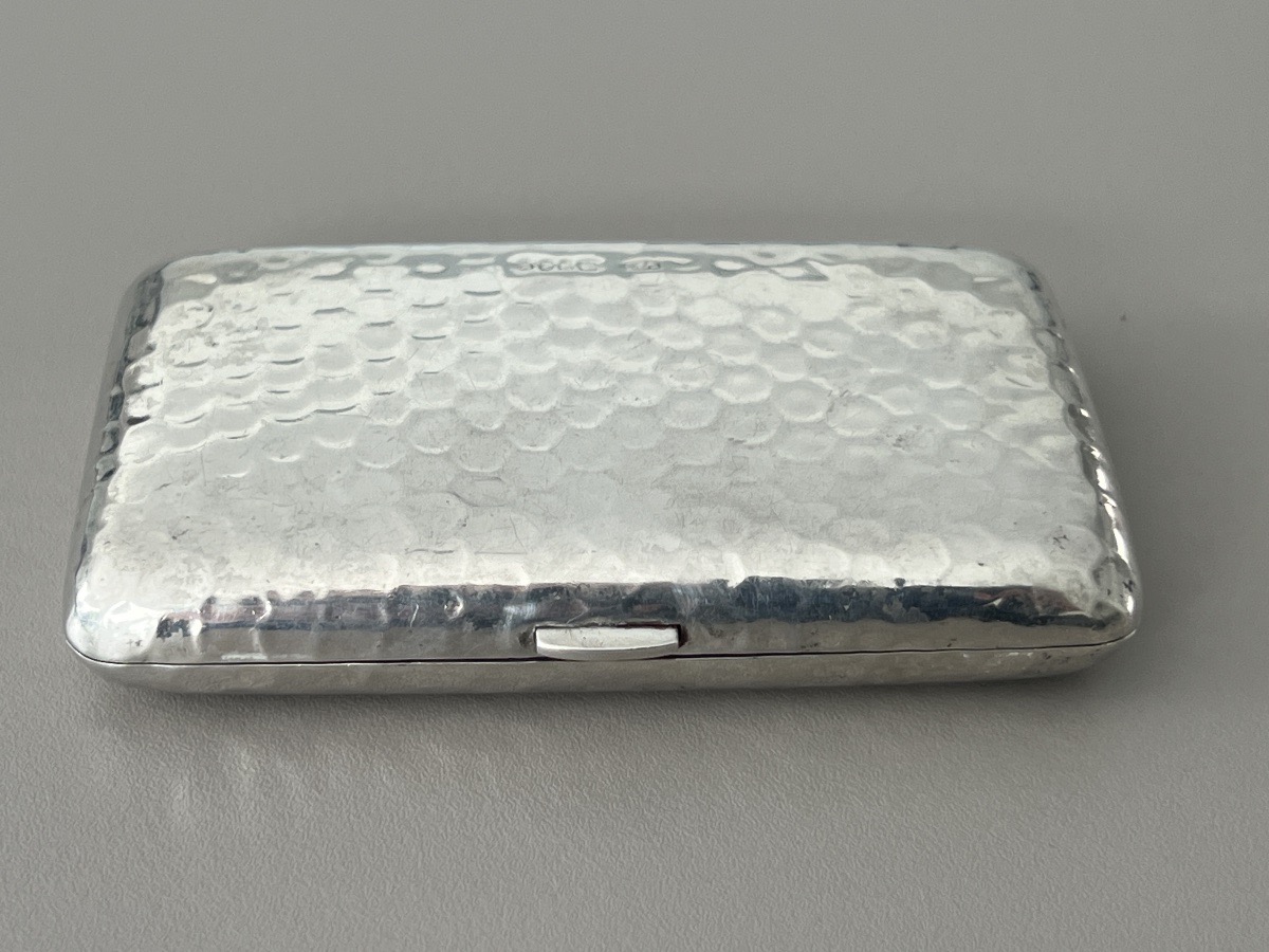  Art Deco Hammered Solid Silver Cigarette Case