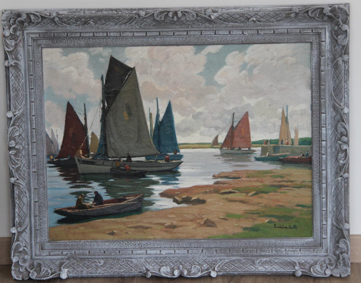 Tuna Au Port De Concarneau Paul Eschbach Oil On Canvas