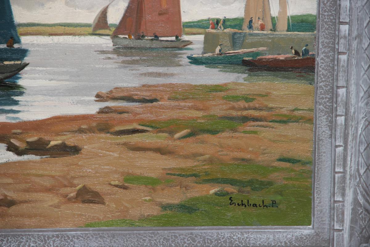 Tuna Au Port De Concarneau Paul Eschbach Oil On Canvas-photo-4