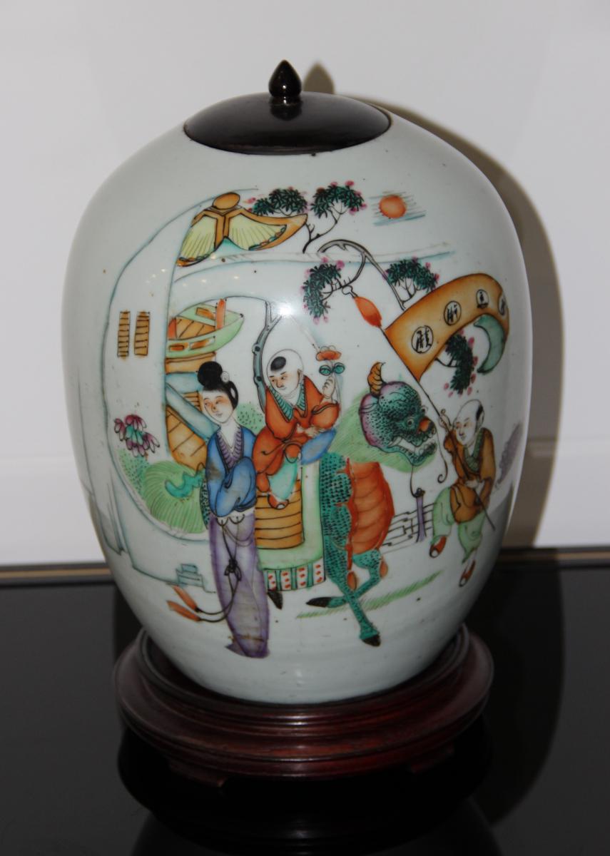 Potiche China Porcelain Polychrome Enamel XVIIIéme