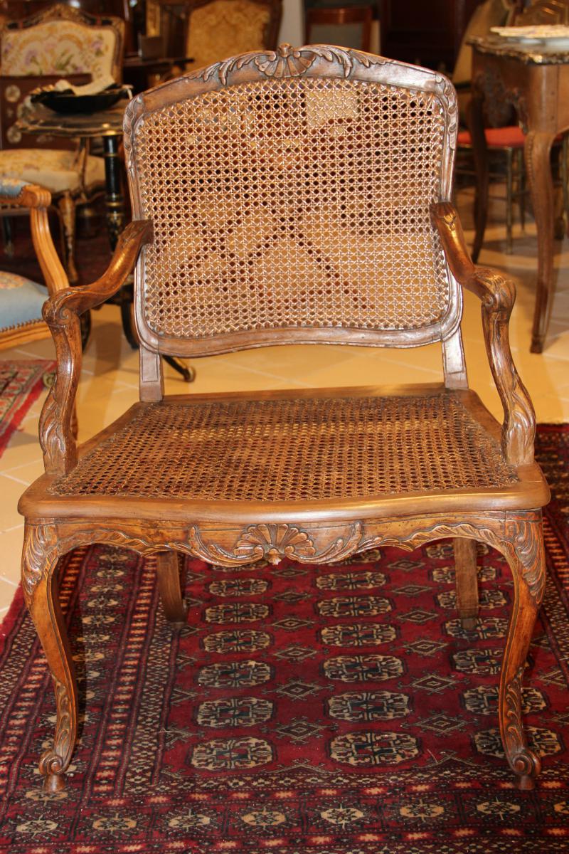 Fauteuil à la Reine canné Estampillé Etienne Meunier XVIIIém