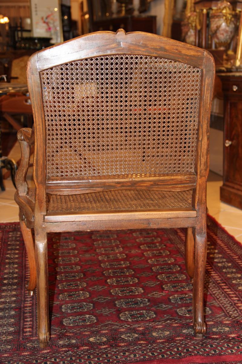 Fauteuil à la Reine canné Estampillé Etienne Meunier XVIIIém-photo-1