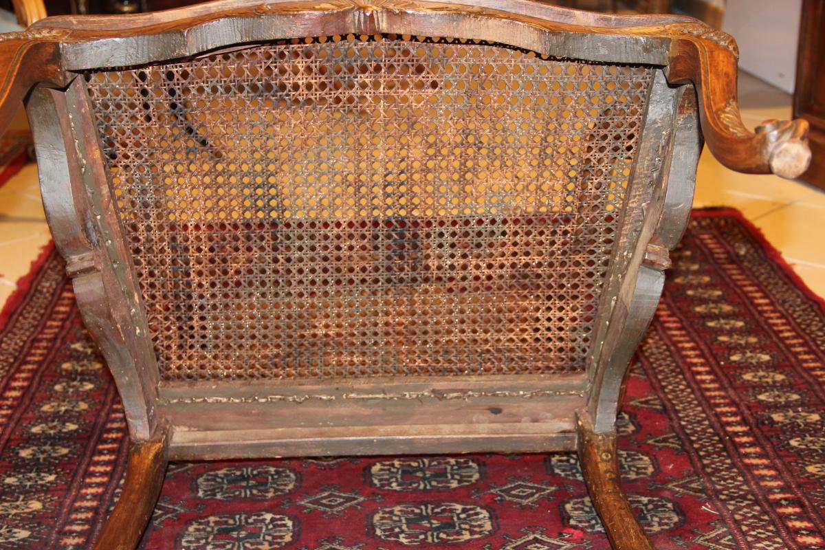 Fauteuil à la Reine canné Estampillé Etienne Meunier XVIIIém-photo-2