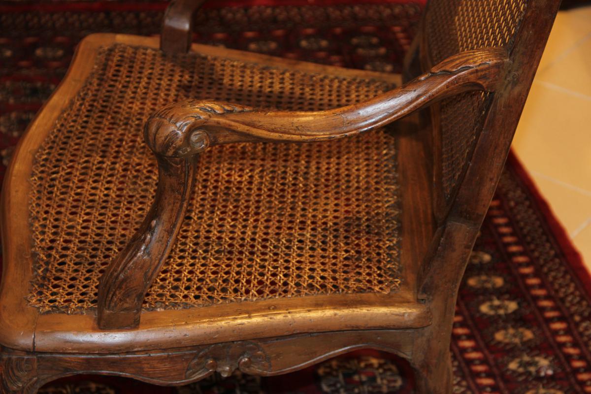 Fauteuil à la Reine canné Estampillé Etienne Meunier XVIIIém-photo-3