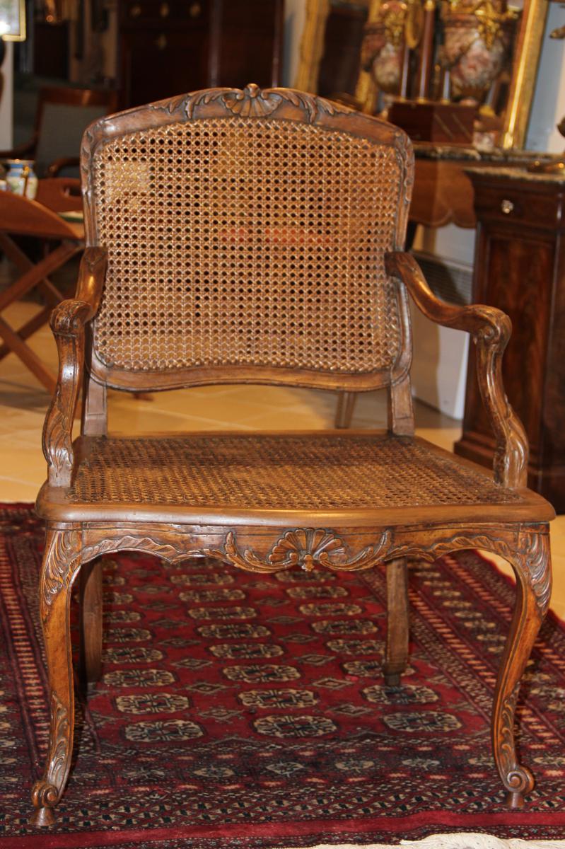 Fauteuil à la Reine canné Estampillé Etienne Meunier XVIIIém-photo-5