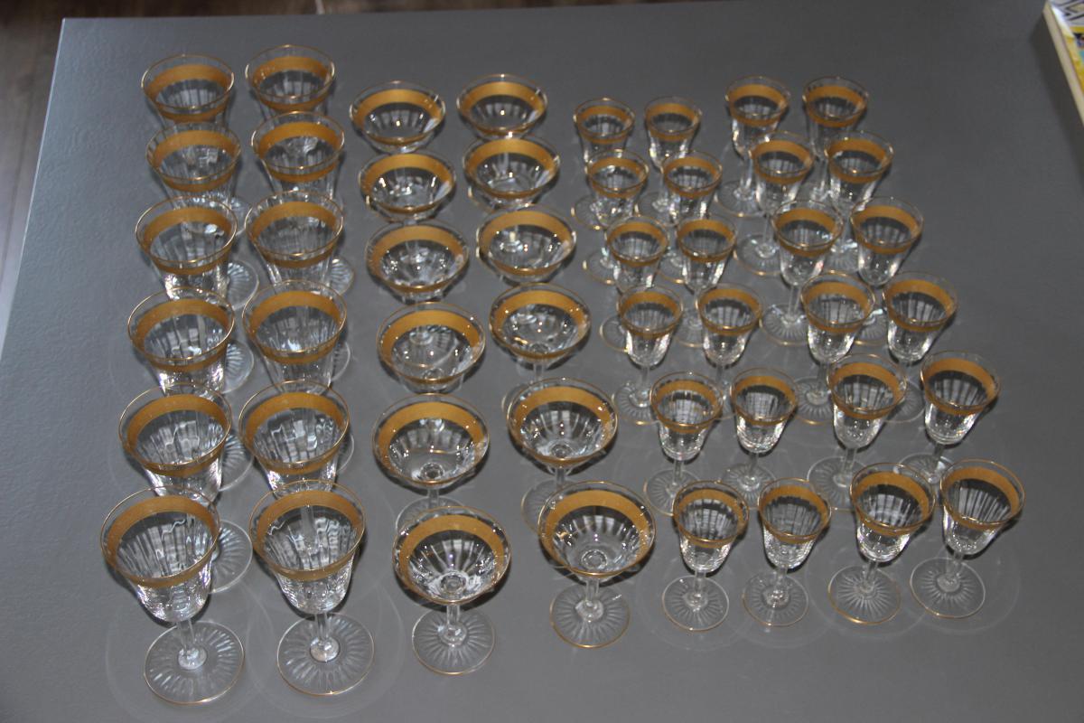 Saint Louis Service de 48 Verres en Cristal et décor à l,Or-photo-3